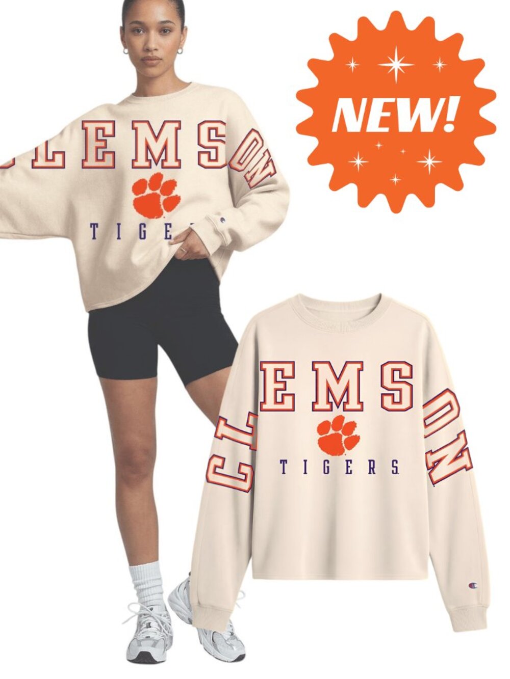 Champion Brand CLEMSON Football Fan Fleece Sweatshirt NEW NWT